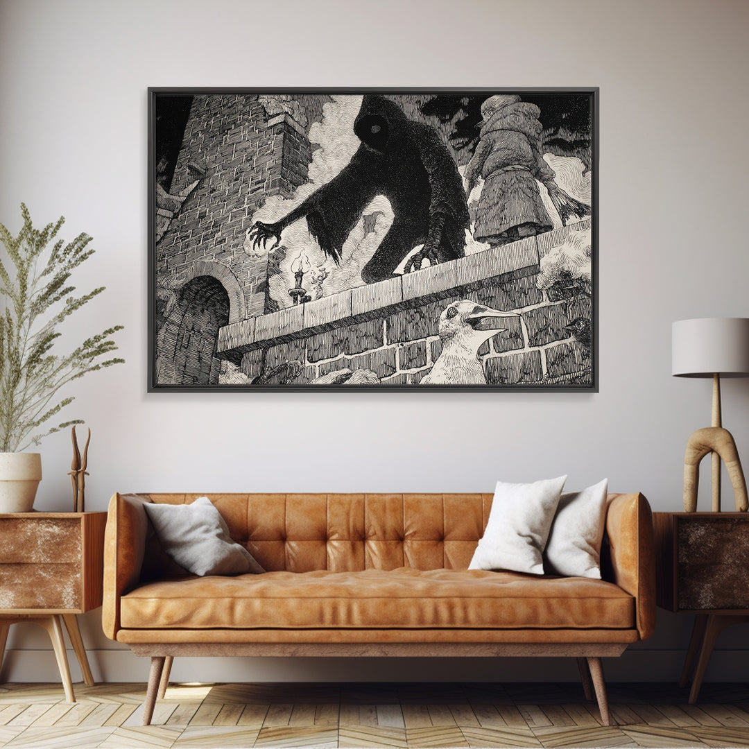 The Chimney Phantom, Victorian Macabre Art, Landscape Wall Art, Gothic Horror Wall Art, Canvas Print, Halloween Wall Art