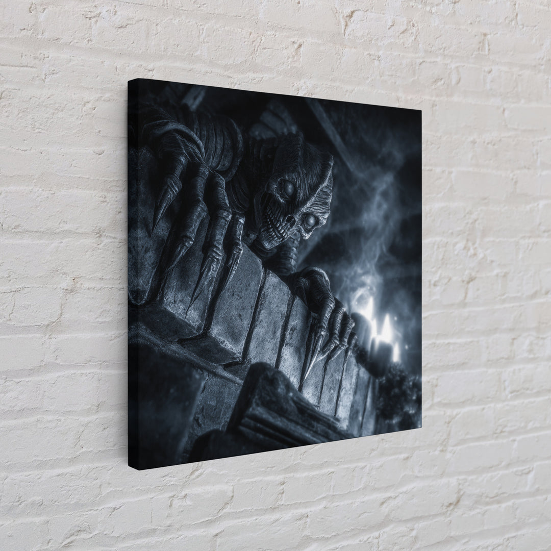 The Chimney Phantom, Biomechanical Horror Art, Square Wall Art, Dark Fantasy Wall Art, Framed Canvas Print, Halloween Wall Art