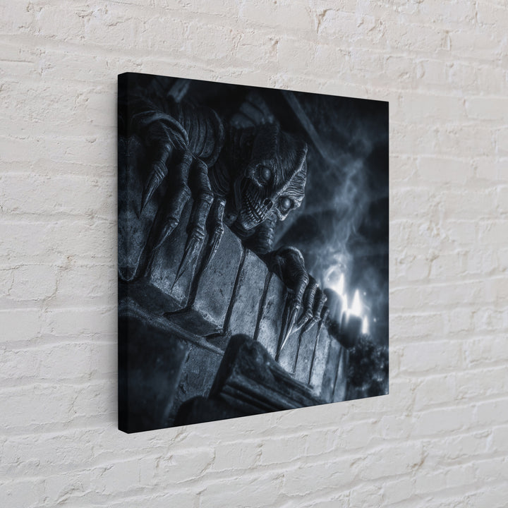 The Chimney Phantom, Biomechanical Horror Art, Square Wall Art, Dark Fantasy Wall Art, Framed Canvas Print, Halloween Wall Art