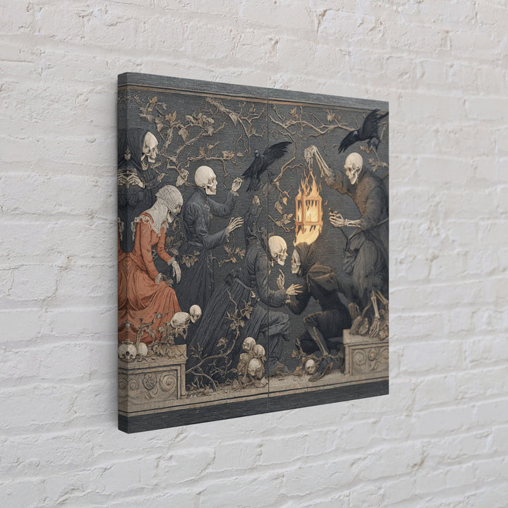 The Lantern Specter, Danse Macabre Art, Square Wall Art, Dark Fantasy Wall Art, Framed Canvas Print, Halloween Wall Art