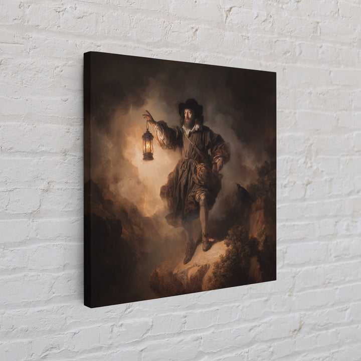 The Lantern Specter, Baroque Witchcraft Art, Square Wall Art, Dark Fantasy Wall Art, Framed Canvas Print, Halloween Wall Art