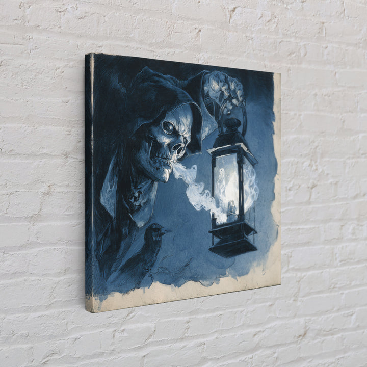 The Lantern Specter, Decadent Gothic Art, Square Wall Art, Gothic Horror Wall Art, Framed Canvas Print, Halloween Wall Art