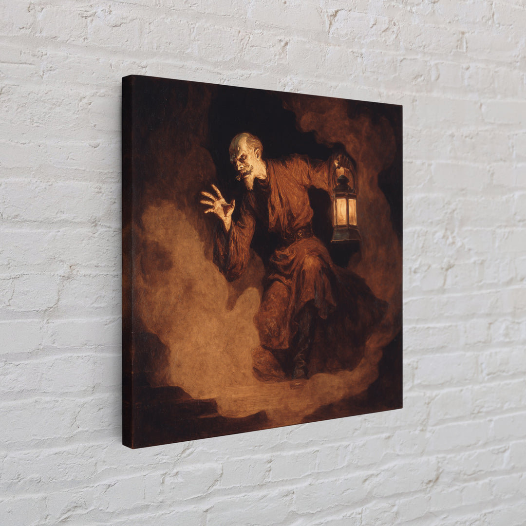 The Lantern Specter, Dark Symbolist Art, Square Wall Art, Dark Fantasy Wall Art, Canvas Print, Halloween Wall Art