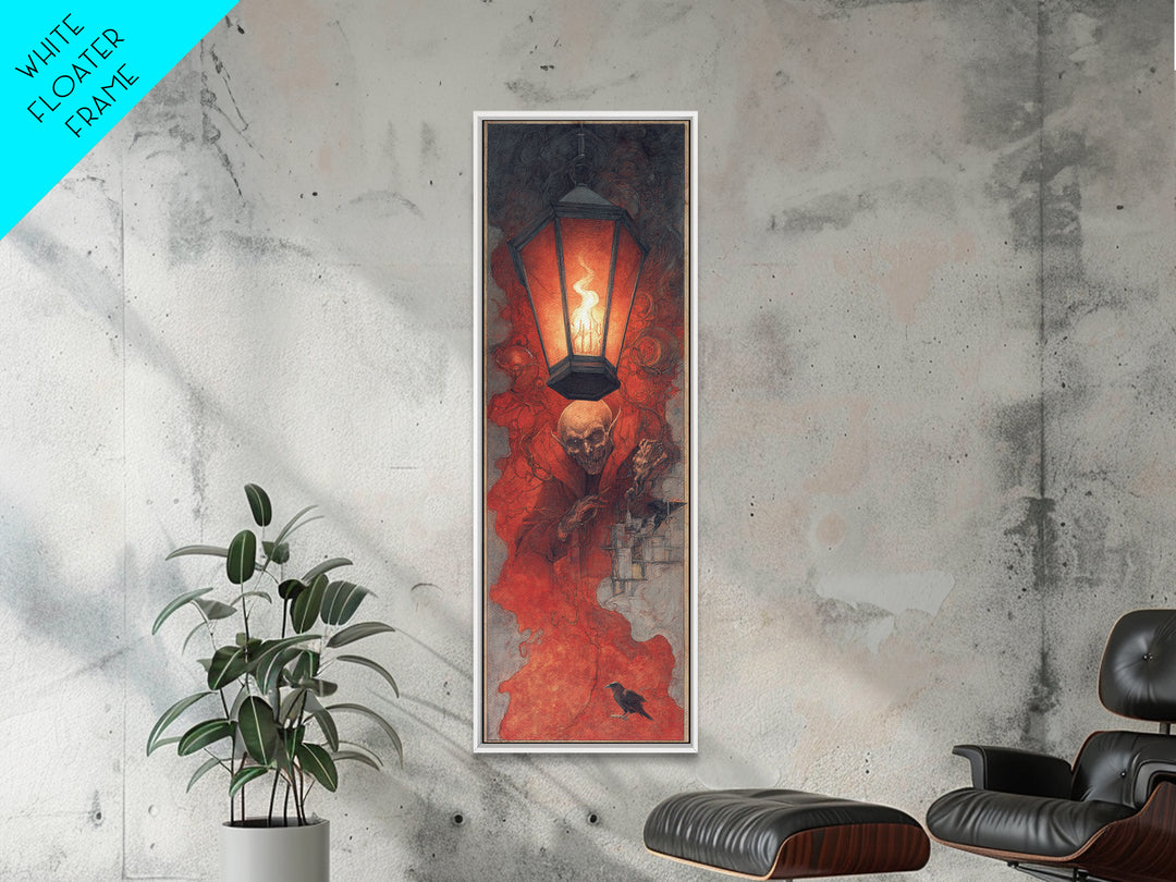 The Lantern Specter, Surreal Apocalyptic Art, Tall Narrow Wall Art, Gothic Horror Wall Art, Canvas Print, Halloween Wall Art
