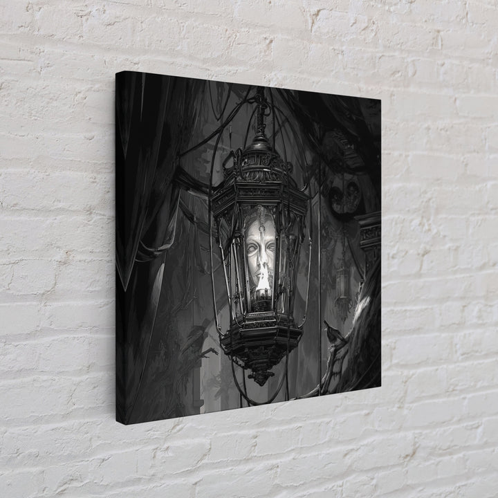 The Lantern Specter, Biomechanical Horror Art, Square Wall Art, Dark Halloween Decor, Canvas Print, Halloween Wall Art