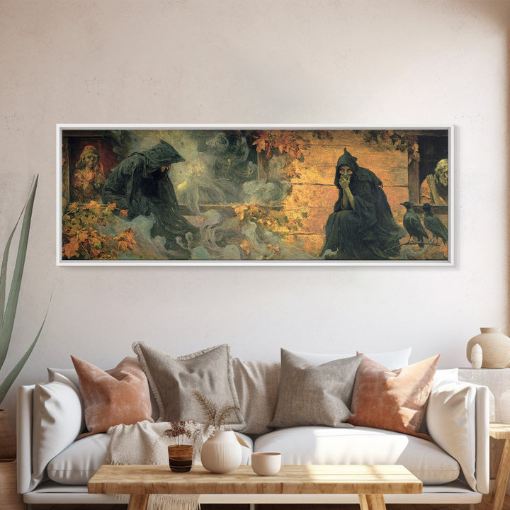 The Red-Eyed Night Hag, Dark Symbolist Art, Extra Wide Wall Art, Dark Fantasy Wall Art, Framed Canvas Print, Halloween Wall Art