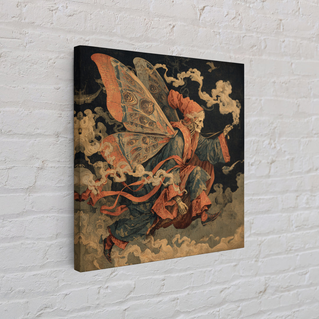 The Velvet Moth Witch, Danse Macabre Art, Square Wall Art, Dark Halloween Decor, Framed Canvas Print, Halloween Wall Art