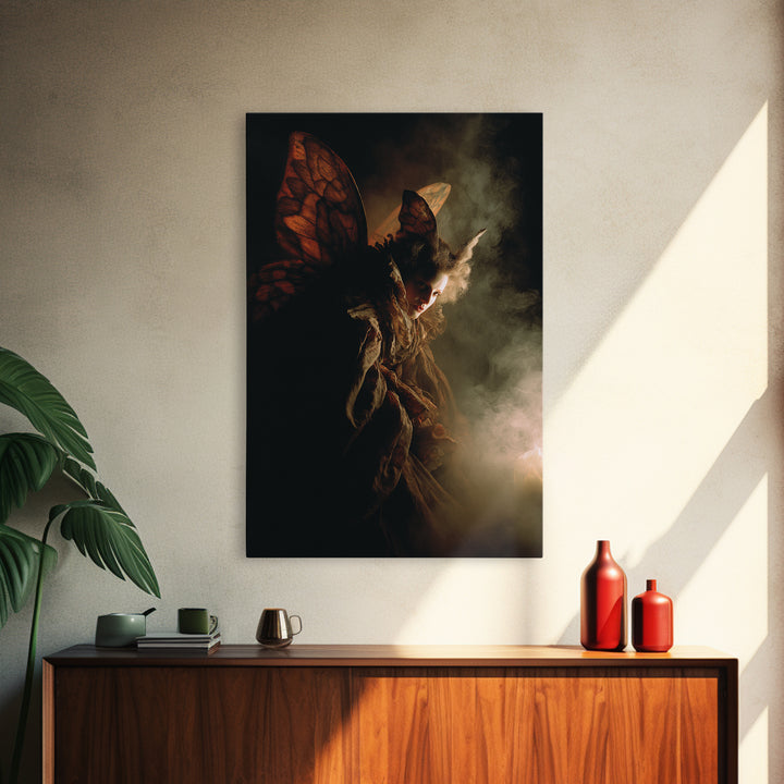 The Velvet Moth Witch, Gothic Nightmare Art, Vertical Wall Art, Gothic Horror Wall Art, Canvas Print, Halloween Wall Art