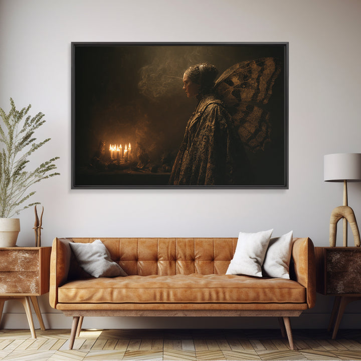 The Velvet Moth Witch, Symbolist Gothic Landscape, Landscape Wall Art, Gothic Horror Wall Art, Canvas Print, Halloween Wall Art