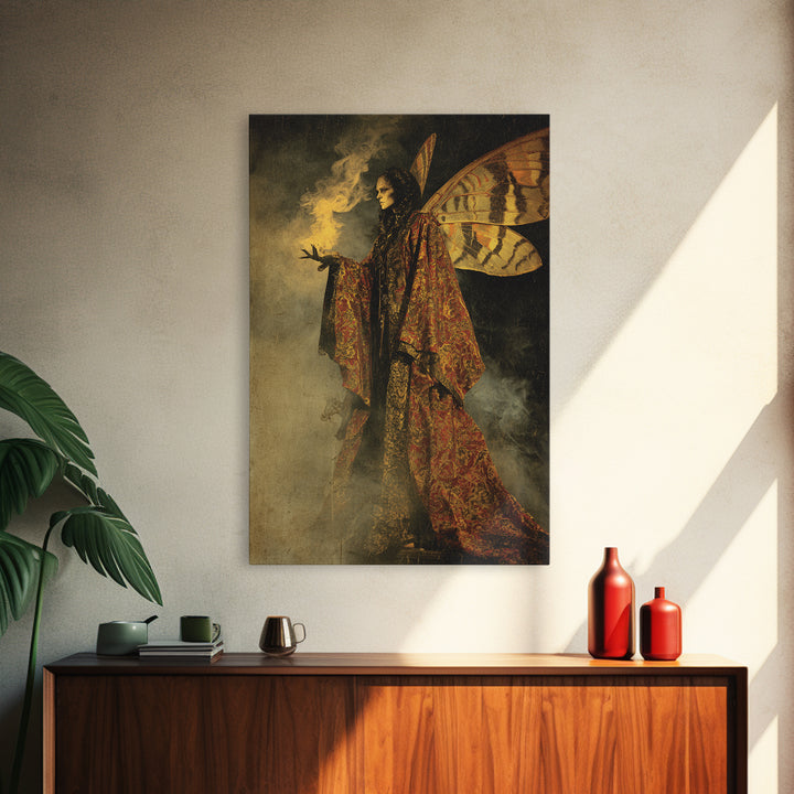 The Velvet Moth Witch, Decadent Gothic Art, Vertical Wall Art, Macabre Wall Art, Canvas Print, Halloween Wall Art, Horror Wall Art