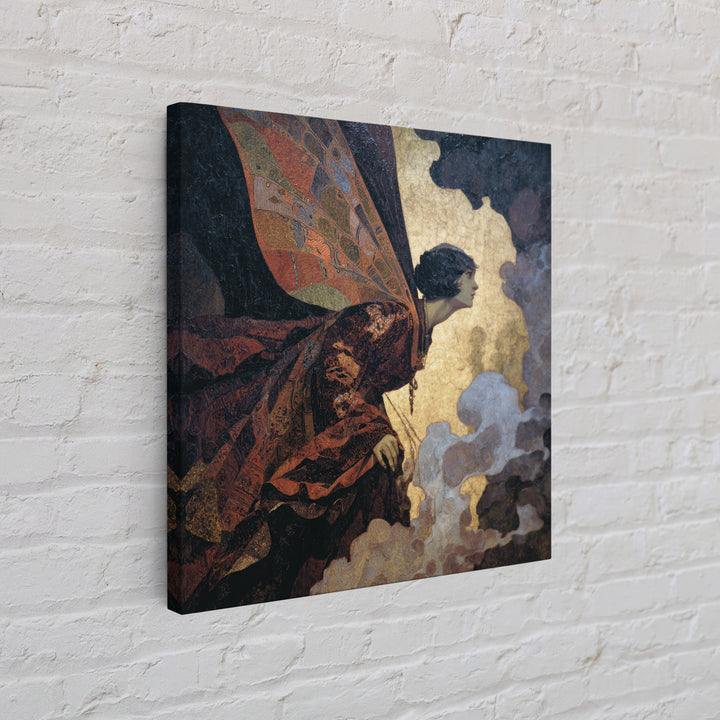 The Velvet Moth Witch, Dark Symbolist Art, Square Wall Art, Macabre Wall Art, Canvas Print, Halloween Wall Art