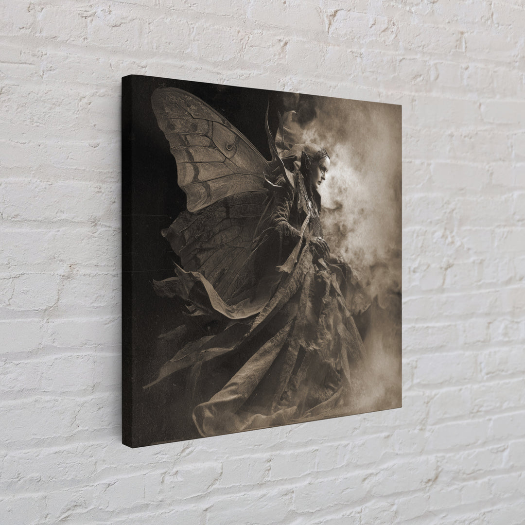 The Velvet Moth Witch, Biomechanical Horror Art, Square Wall Art, Gothic Horror Wall Art, Canvas Print, Halloween Wall Art, Dark Fantasy Art