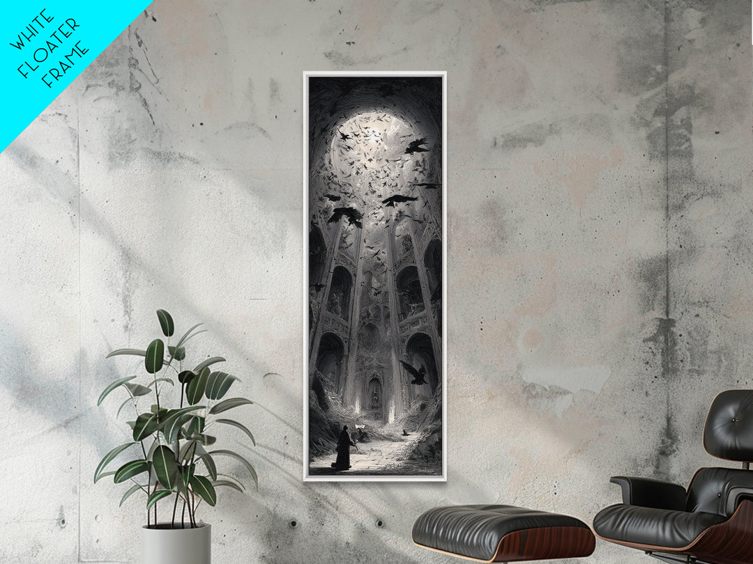 The Ghostly Groom, Gothic Engraving Art, Tall Narrow Wall Art, Gothic Horror Wall Art, Canvas Print, Halloween Wall Art