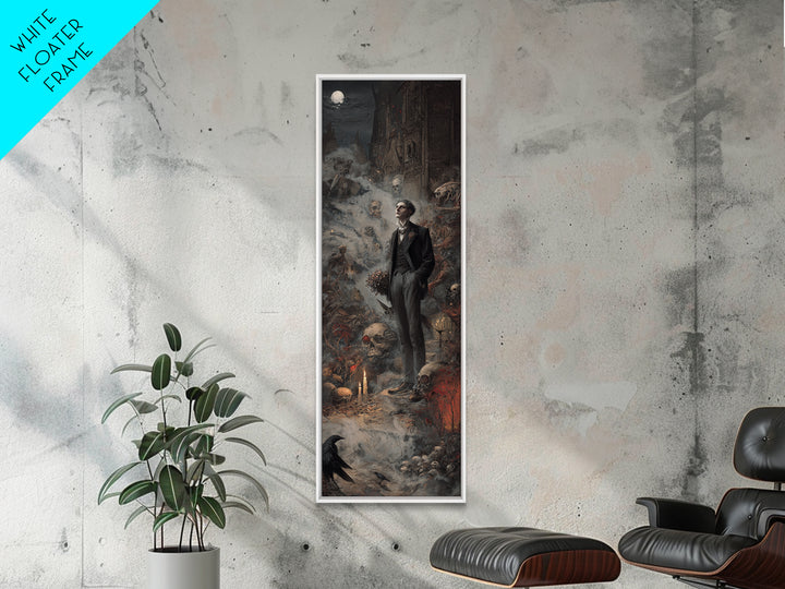 The Ghostly Groom, Medieval Grotesque Art, Tall Narrow Wall Art, Dark Halloween Decor, Canvas Print, Halloween Wall Art