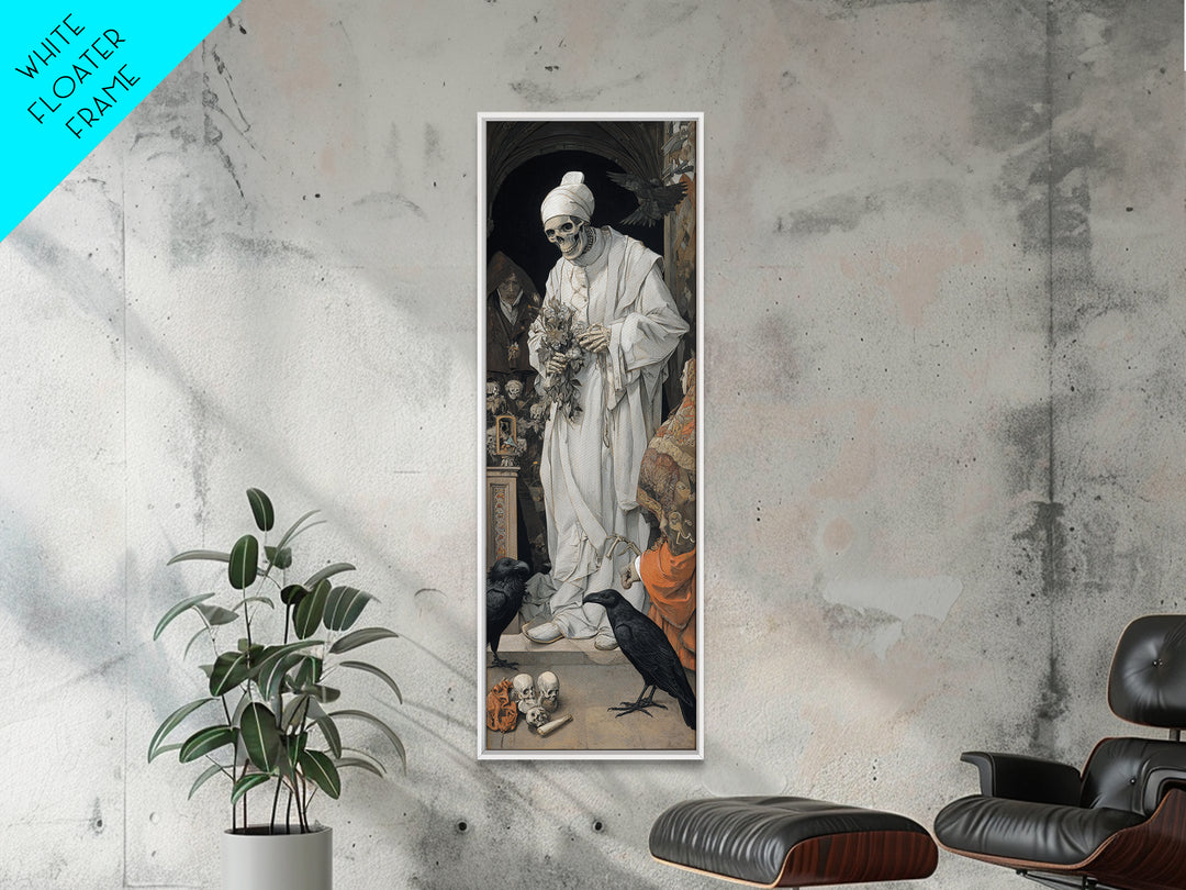 The Ghostly Groom, Danse Macabre Art, Tall Narrow Wall Art, Gothic Horror Wall Art, Framed Canvas Print
