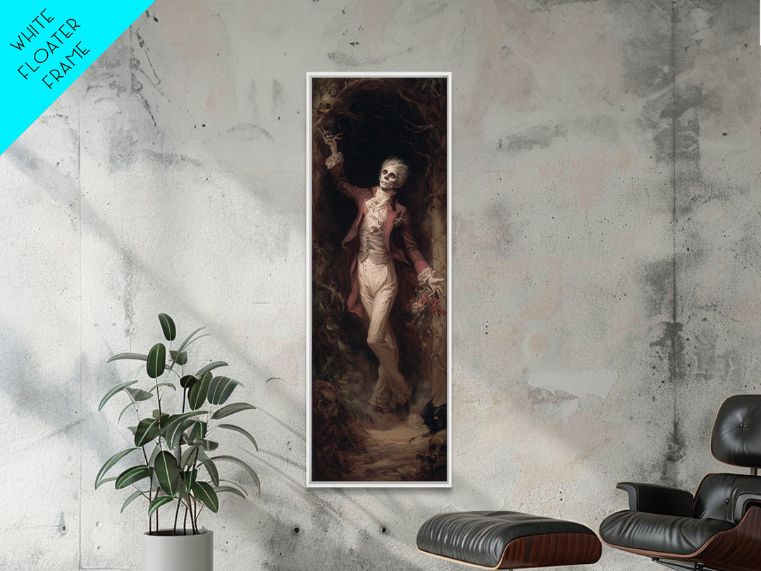 The Ghostly Groom, Gothic Nightmare Art, Tall Narrow Wall Art, Macabre Wall Art, Framed Canvas Print, Halloween Wall Art
