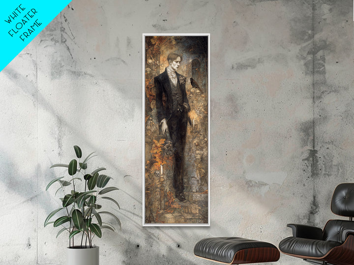 The Ghostly Groom, Visionary Gothic Art, Tall Narrow Wall Art, Dark Fantasy Wall Art, Canvas Print, Halloween Wall Art
