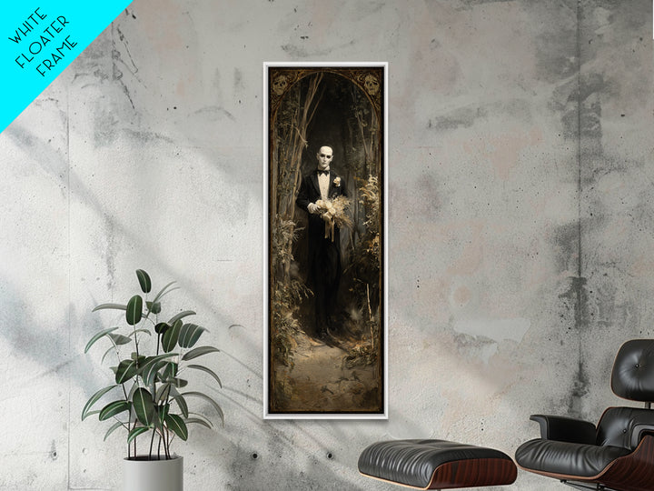The Ghostly Groom, Symbolist Gothic Landscape, Tall Narrow Wall Art, Dark Halloween Decor, Canvas Print, Halloween Wall Art