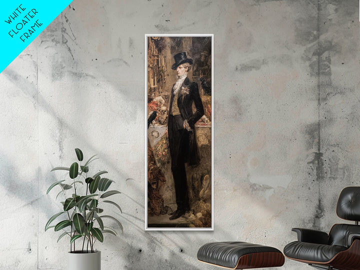 The Ghostly Groom, Ornate Symbolist Art, Tall Narrow Wall Art, Dark Fantasy Wall Art, Framed Canvas Print, Halloween Wall Art