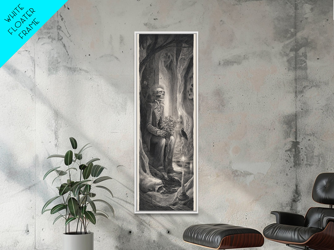 The Ghostly Groom, Expressionist Nightmare Art, Tall Narrow Wall Art, Dark Halloween Decor, Framed Canvas Print, Halloween Wall Art
