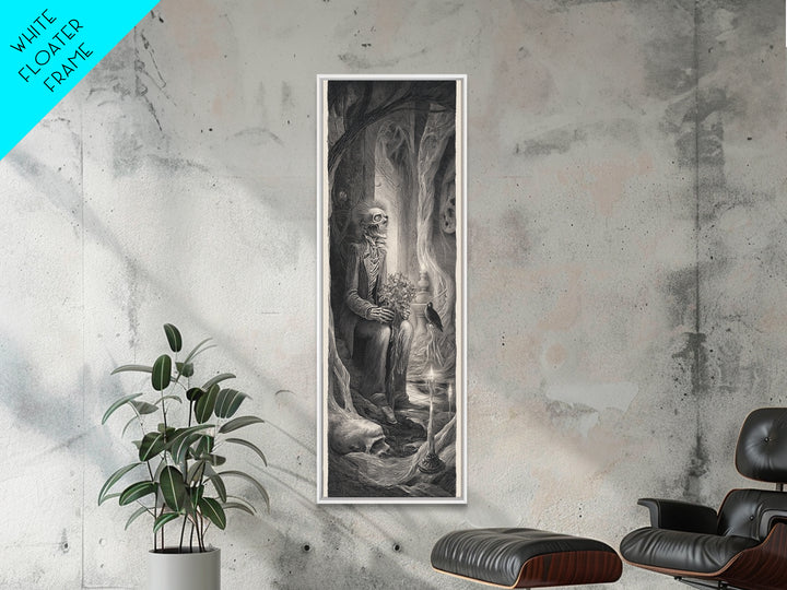 The Ghostly Groom, Expressionist Nightmare Art, Tall Narrow Wall Art, Dark Halloween Decor, Framed Canvas Print, Halloween Wall Art