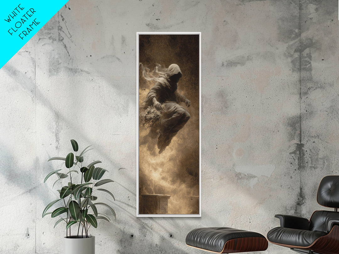 The Ghostly Groom, Surreal Apocalyptic Art, Tall Narrow Wall Art, Macabre Wall Art, Canvas Print, Halloween Wall Art