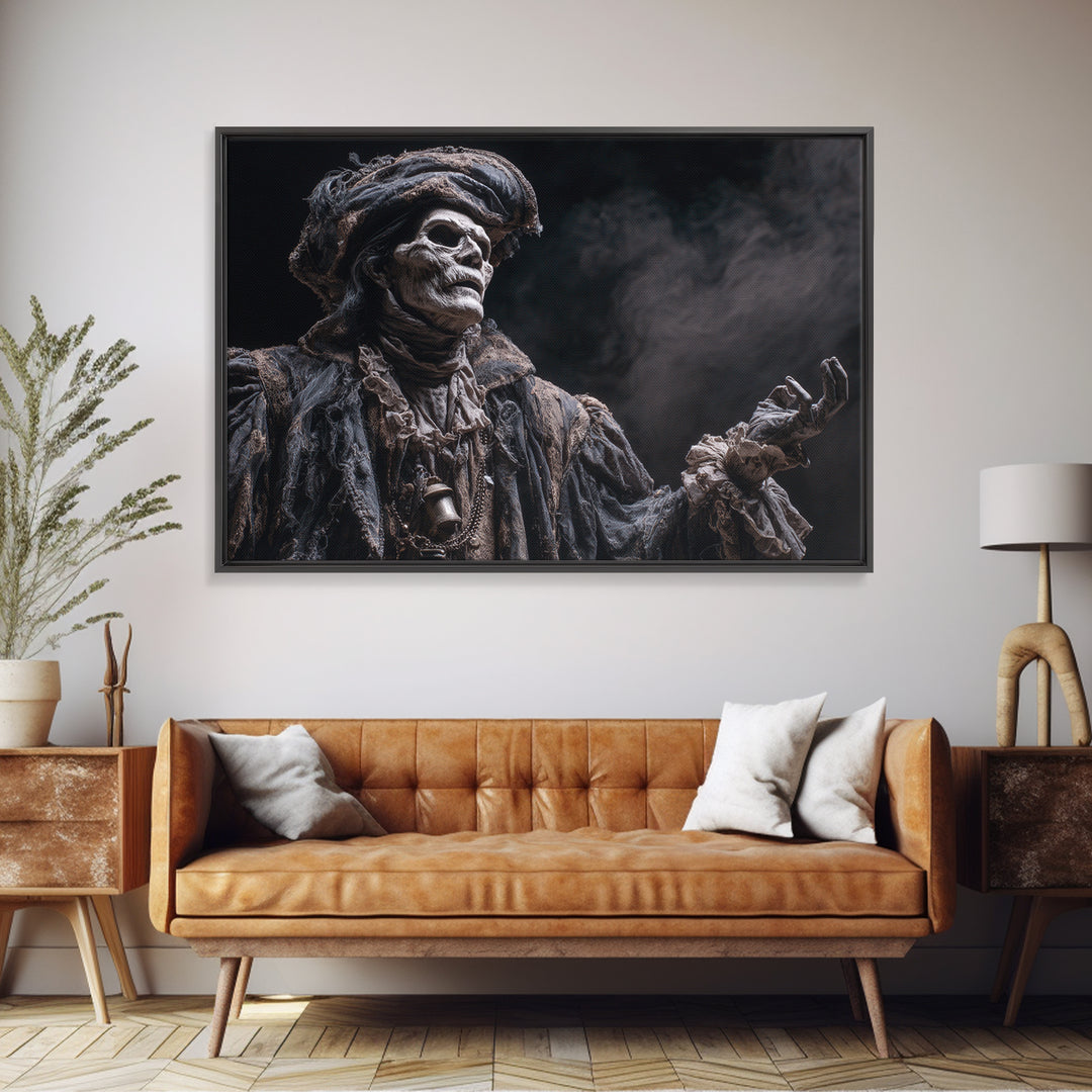 The Phantom Jester, Dark Romantic Horror Art, Landscape Wall Art, Dark Halloween Decor, Framed Canvas Print, Halloween Wall Art