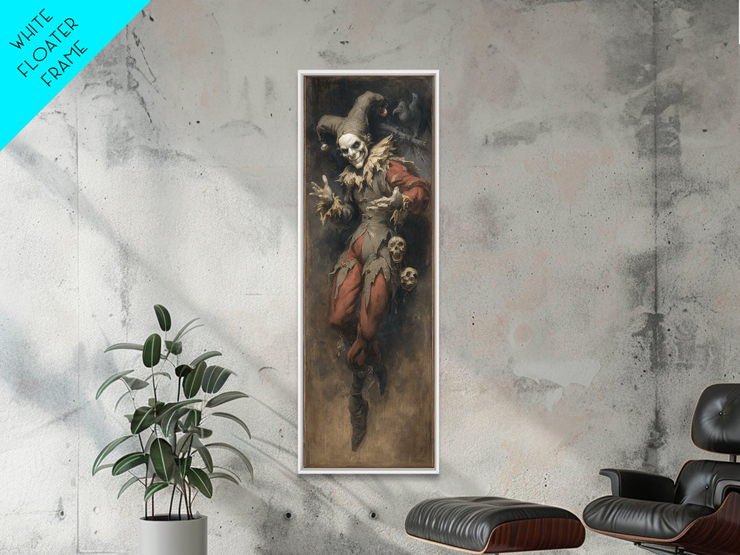 The Phantom Jester, Gothic Nightmare Art, Tall Narrow Wall Art, Macabre Wall Art, Canvas Print, Halloween Wall Art, Gothic Home Decor