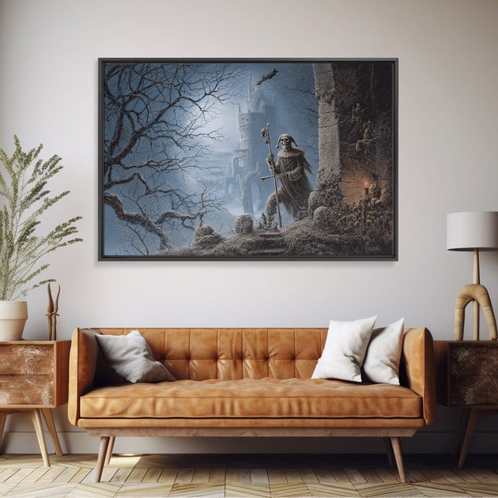 The Phantom Jester, Romantic Gothic Landscape, Landscape Wall Art, Dark Fantasy Wall Art, Canvas Print, Halloween Wall Art