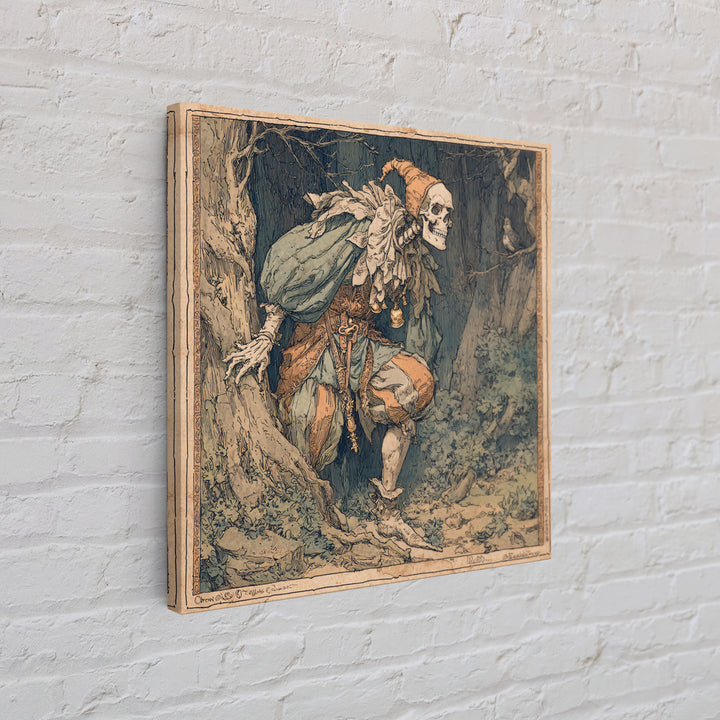 The Phantom Jester, Gothic Storybook Art, Square Wall Art, Dark Fantasy Wall Art, Canvas Print, Halloween Wall Art, Gothic Home Decor