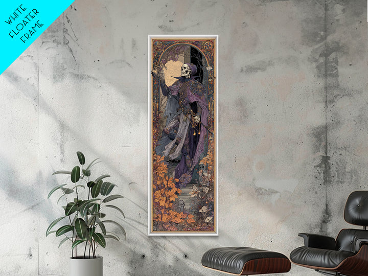 The Phantom Jester, Stained Glass Gothic Art, Tall Narrow Wall Art, Macabre Wall Art, Canvas Print, Halloween Wall Art, Spooky Wall Decor
