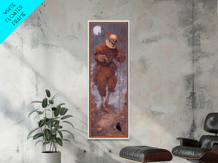 The Phantom Jester, Surreal Apocalyptic Art, Tall Narrow Wall Art, Macabre Wall Art, Canvas Print, Halloween Wall Art
