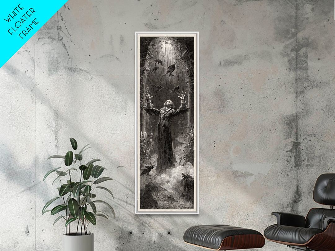 The Marionette Master, Gothic Engraving Art, Tall Narrow Wall Art, Macabre Wall Art, Canvas Print, Halloween Wall Art