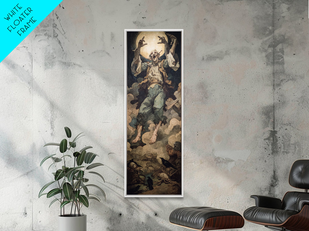 The Marionette Master, Dark Renaissance Art, Tall Narrow Wall Art, Macabre Wall Art, Framed Canvas Print, Halloween Wall Art