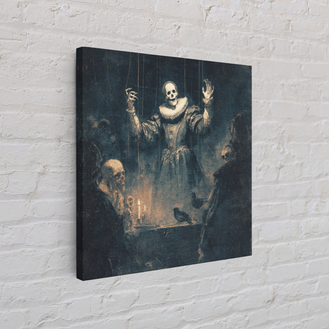 The Marionette Master, Danse Macabre Art, Square Wall Art, Dark Halloween Decor, Framed Canvas Print, Halloween Wall Art