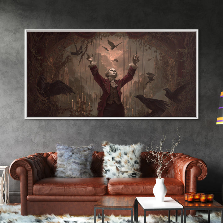The Marionette Master, Apocalyptic Romantic Art, Wide Panoramic Art, Gothic Horror Wall Art, Canvas Print, Halloween Wall Art