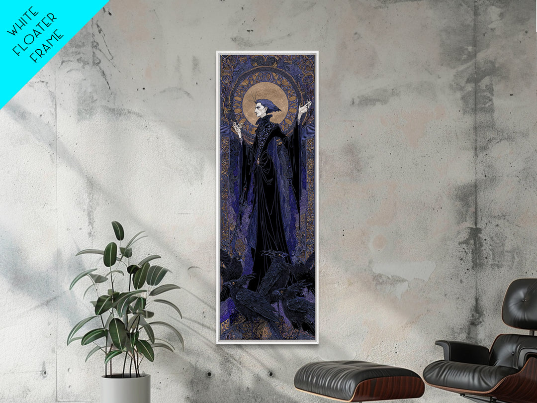 The Marionette Master, Stained Glass Gothic Art, Tall Narrow Wall Art, Dark Halloween Decor, Canvas Print, Halloween Wall Art
