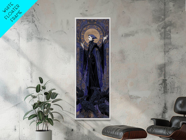The Marionette Master, Stained Glass Gothic Art, Tall Narrow Wall Art, Dark Halloween Decor, Canvas Print, Halloween Wall Art