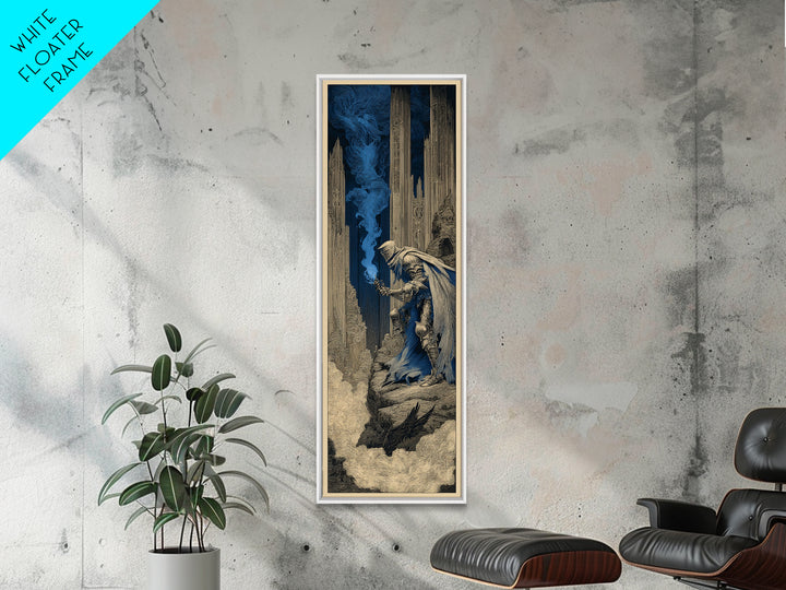 The Spectral Knight, Gothic Engraving Art, Tall Narrow Wall Art, Dark Halloween Decor, Canvas Print, Halloween Wall Art