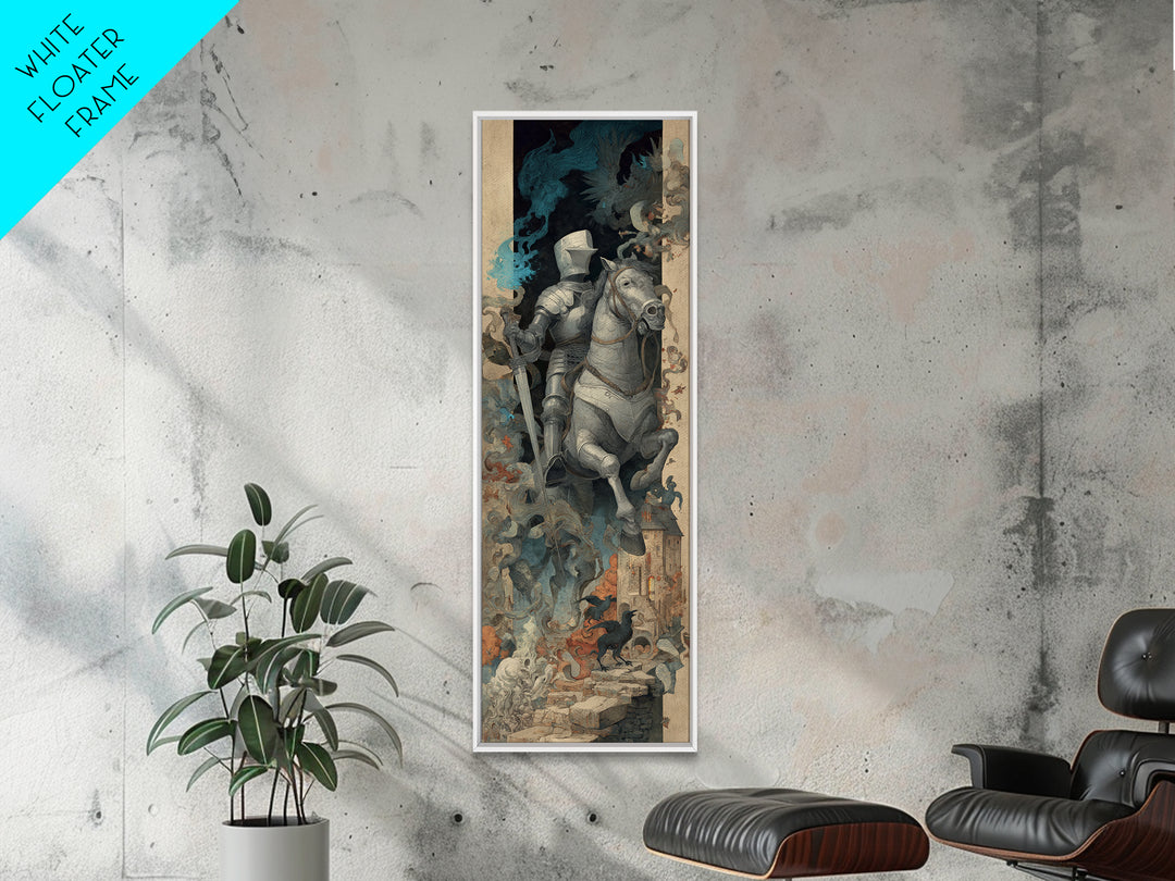 The Spectral Knight, Medieval Grotesque Art, Tall Narrow Wall Art, Gothic Horror Wall Art, Canvas Print, Halloween Wall Art