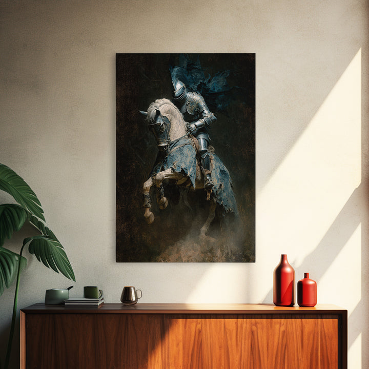 The Spectral Knight, Dark Romantic Horror Art, Vertical Wall Art, Dark Halloween Decor, Canvas Print, Halloween Wall Art, Horror Wall Art