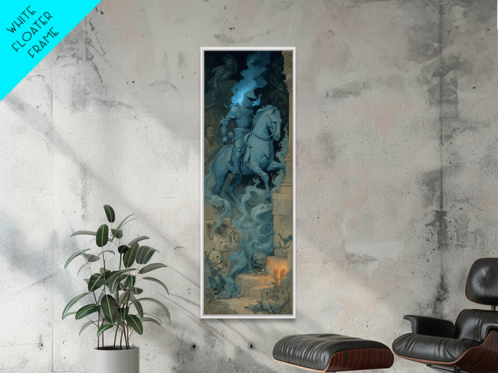 The Spectral Knight, Gothic Nightmare Art, Tall Narrow Wall Art, Macabre Wall Art, Framed Canvas Print, Halloween Wall Art