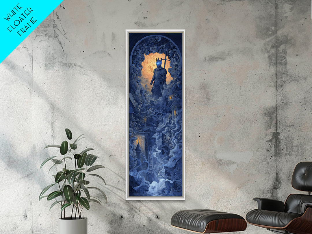 The Spectral Knight, Visionary Gothic Art, Tall Narrow Wall Art, Macabre Wall Art, Canvas Print, Halloween Wall Art