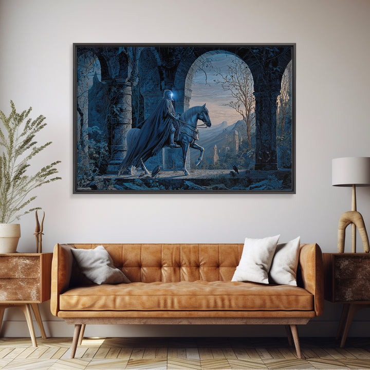 The Spectral Knight, Romantic Gothic Landscape, Landscape Wall Art, Dark Halloween Decor, Framed Canvas Print, Halloween Wall Art