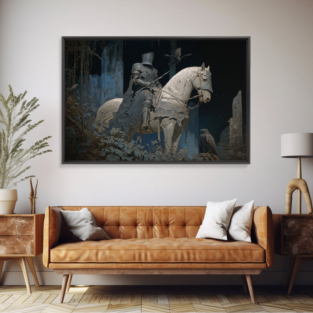 The Spectral Knight, Symbolist Gothic Landscape, Landscape Wall Art, Gothic Horror Wall Art, Canvas Print, Halloween Wall Art