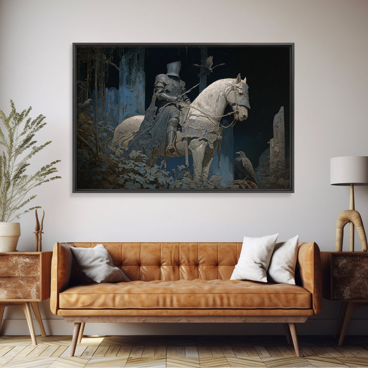 The Spectral Knight, Symbolist Gothic Landscape, Landscape Wall Art, Gothic Horror Wall Art, Canvas Print, Halloween Wall Art
