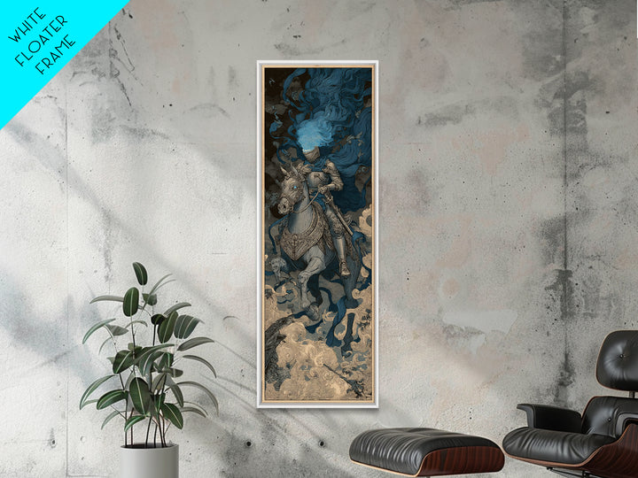 The Spectral Knight, Symbolist Etching Art, Tall Narrow Wall Art, Gothic Horror Wall Art, Framed Canvas Print, Halloween Wall Art