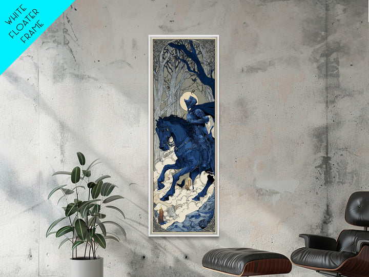 The Spectral Knight, Decadent Line Art, Tall Narrow Wall Art, Dark Fantasy Wall Art, Canvas Print, Halloween Wall Art
