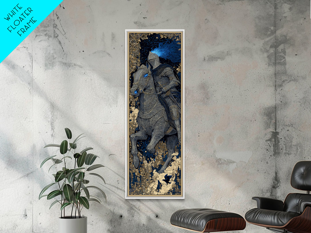 The Spectral Knight, Stained Glass Gothic Art, Tall Narrow Wall Art, Macabre Wall Art, Canvas Print, Halloween Wall Art, Dark Fantasy Art