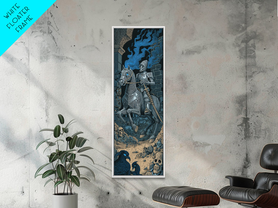 The Spectral Knight, Macabre Folk Print Art, Tall Narrow Wall Art, Gothic Horror Wall Art, Canvas Print, Halloween Wall Art